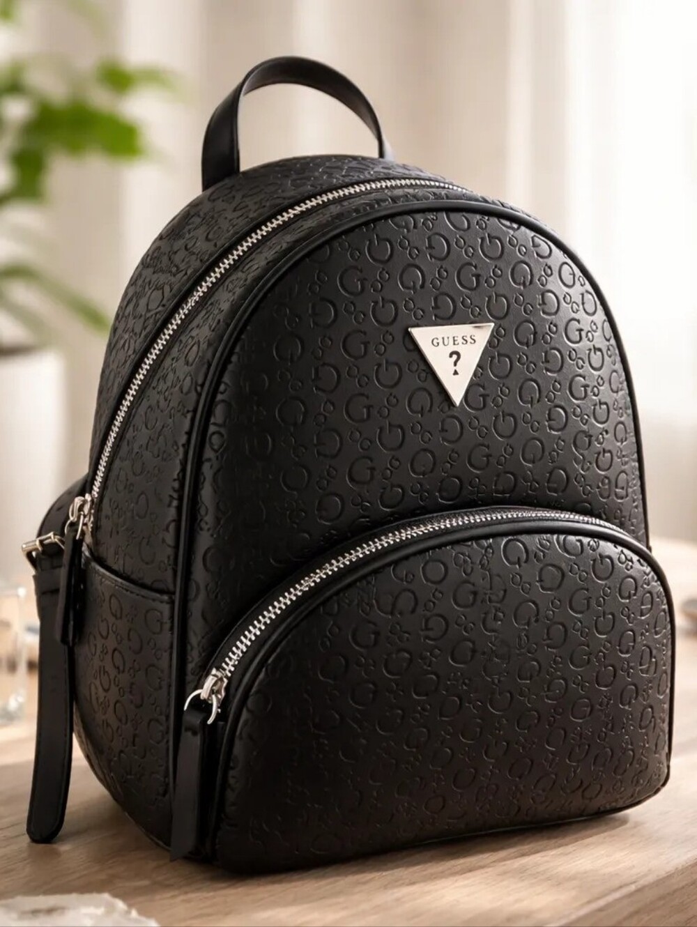 NEW Guess Black Embossed Backpack
